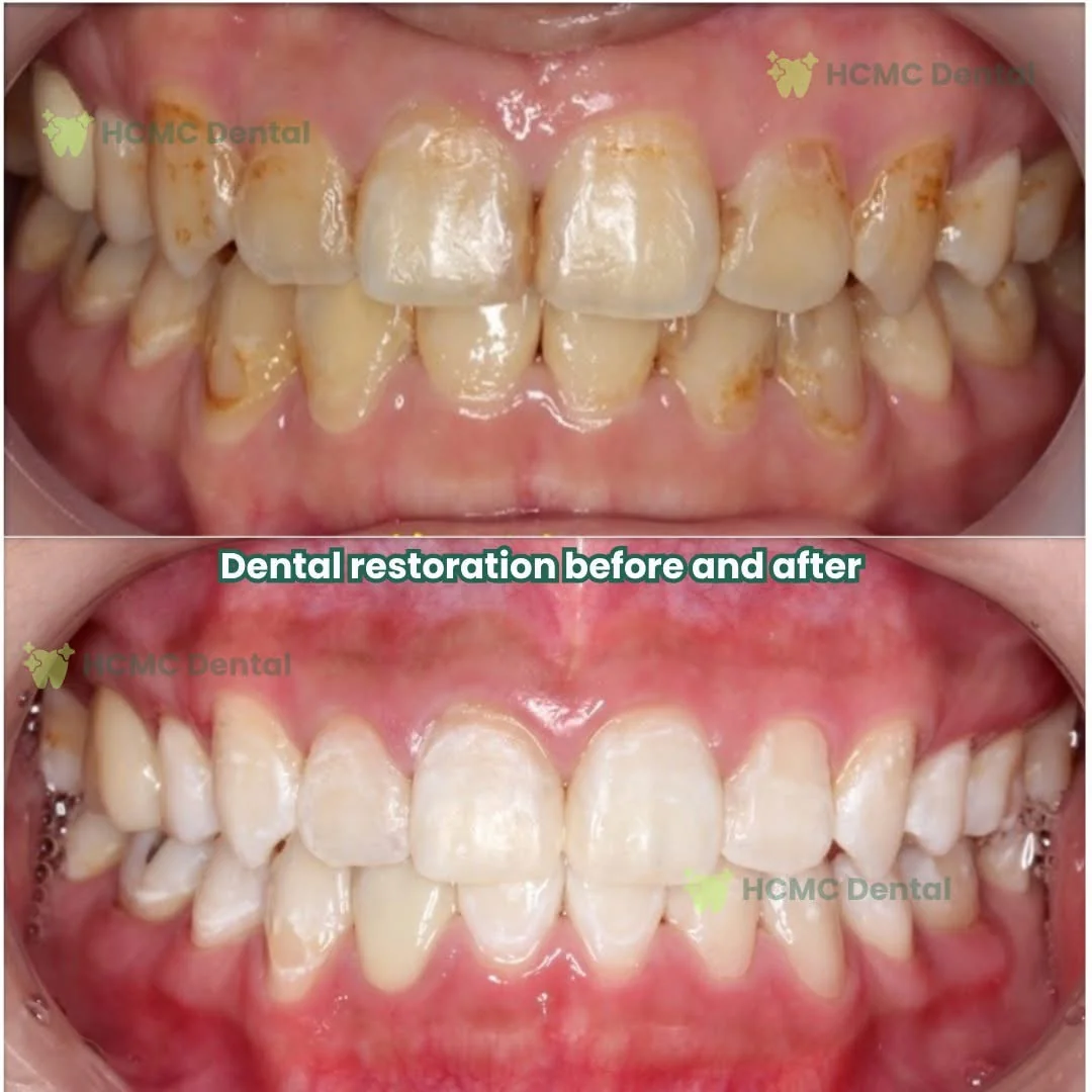 In-Office Laser Teeth Whitening Case - Dr. Cuong HCMC Dental Laser Teeth Whitening Before and After Case HCMC Dental Dr Cuong
